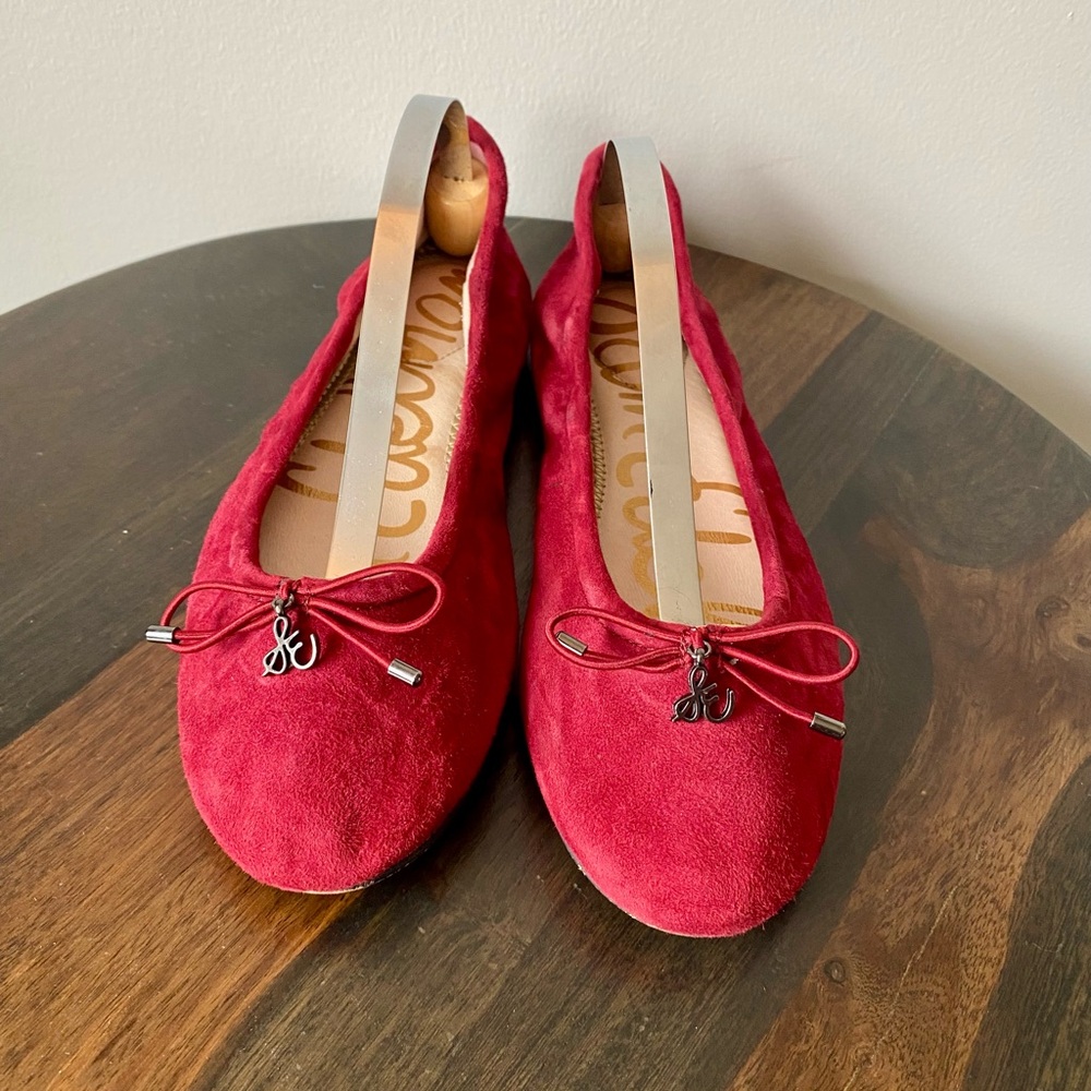Sam Edelman Red Suede Ballet Flats